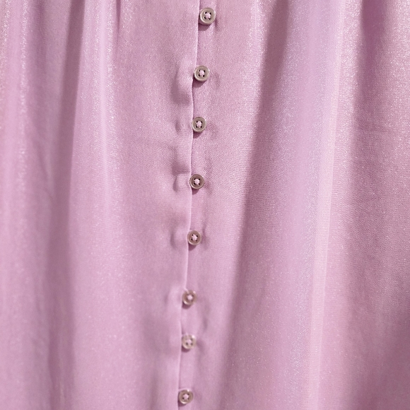 Vintage BeBe Lavender Sheer Tuxedo V Neck Style Blouse Size Medium - Picture 2 of 13